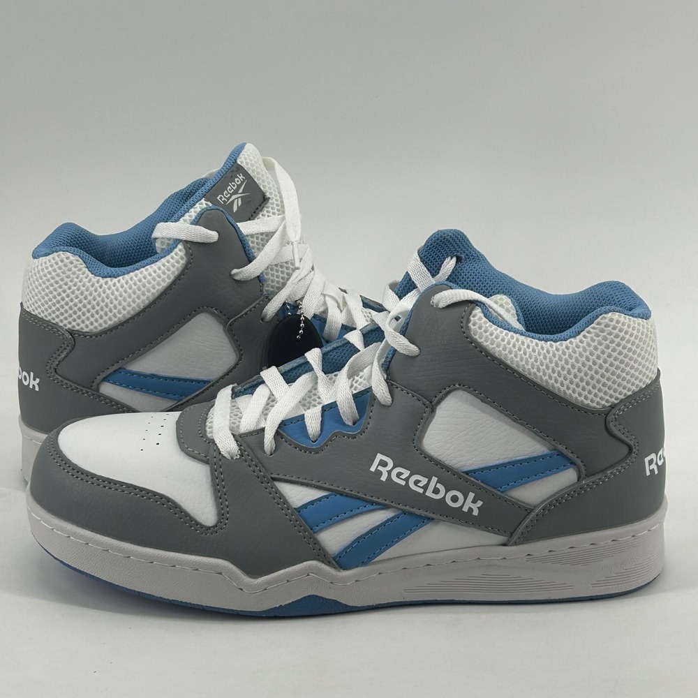 Reebok RB470 Work Shoes Women 10.5W White Grey Blue Leather Safety High Top
